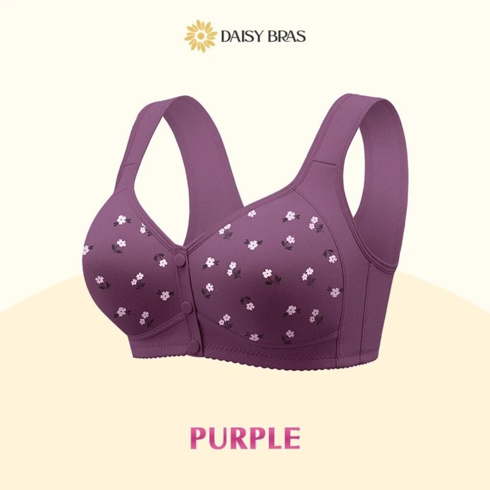 NWT Daisy Bra - Comfortable & Convenient Front Button Bra (Purple)